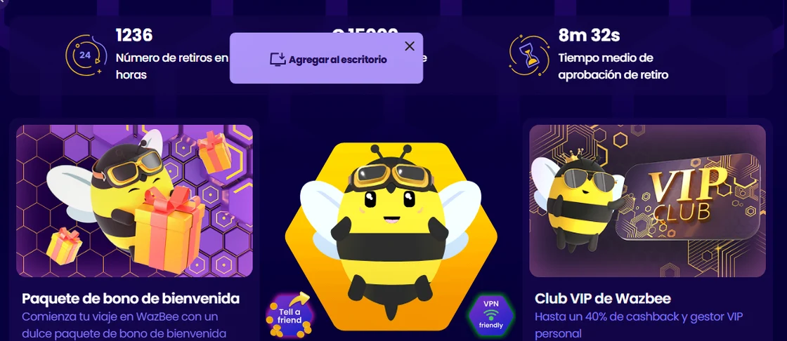 Wazbee — 250% hasta 2.000 € + 200 FS